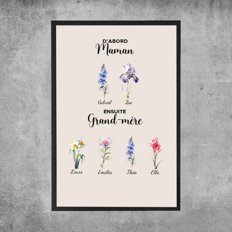 Poster personnalisé - D'abord Maman, Ensuite Grand-mère