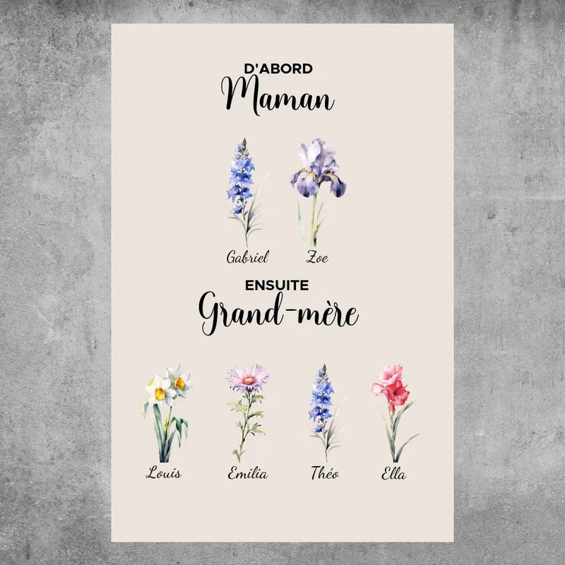 Poster personnalisé - D'abord Maman, Ensuite Grand-mère